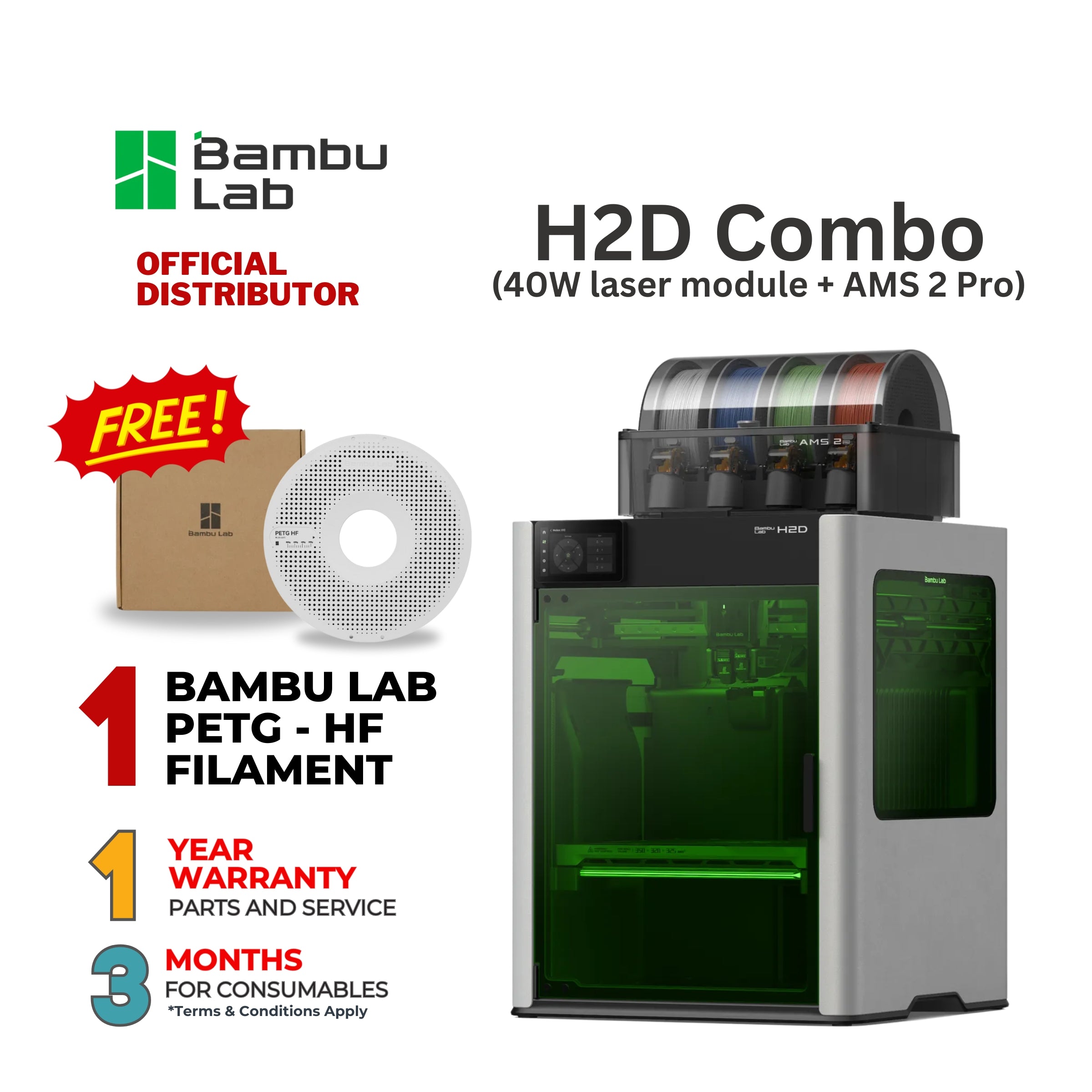 Bambu Lab H2D Combo (40W Laser Module + AMS 2 Pro)