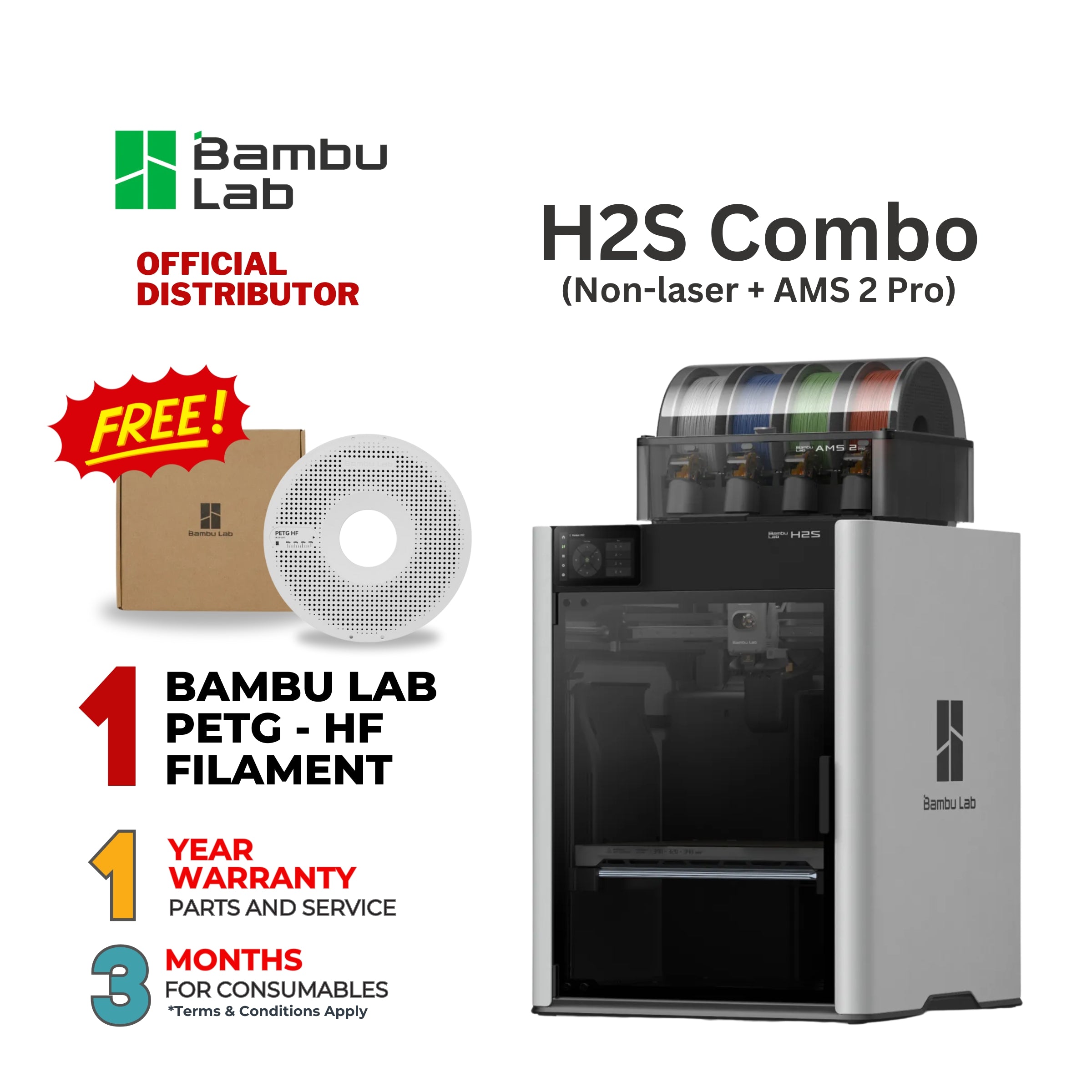 Bambu Lab H2S Combo (Non-Laser + AMS 2 Pro)